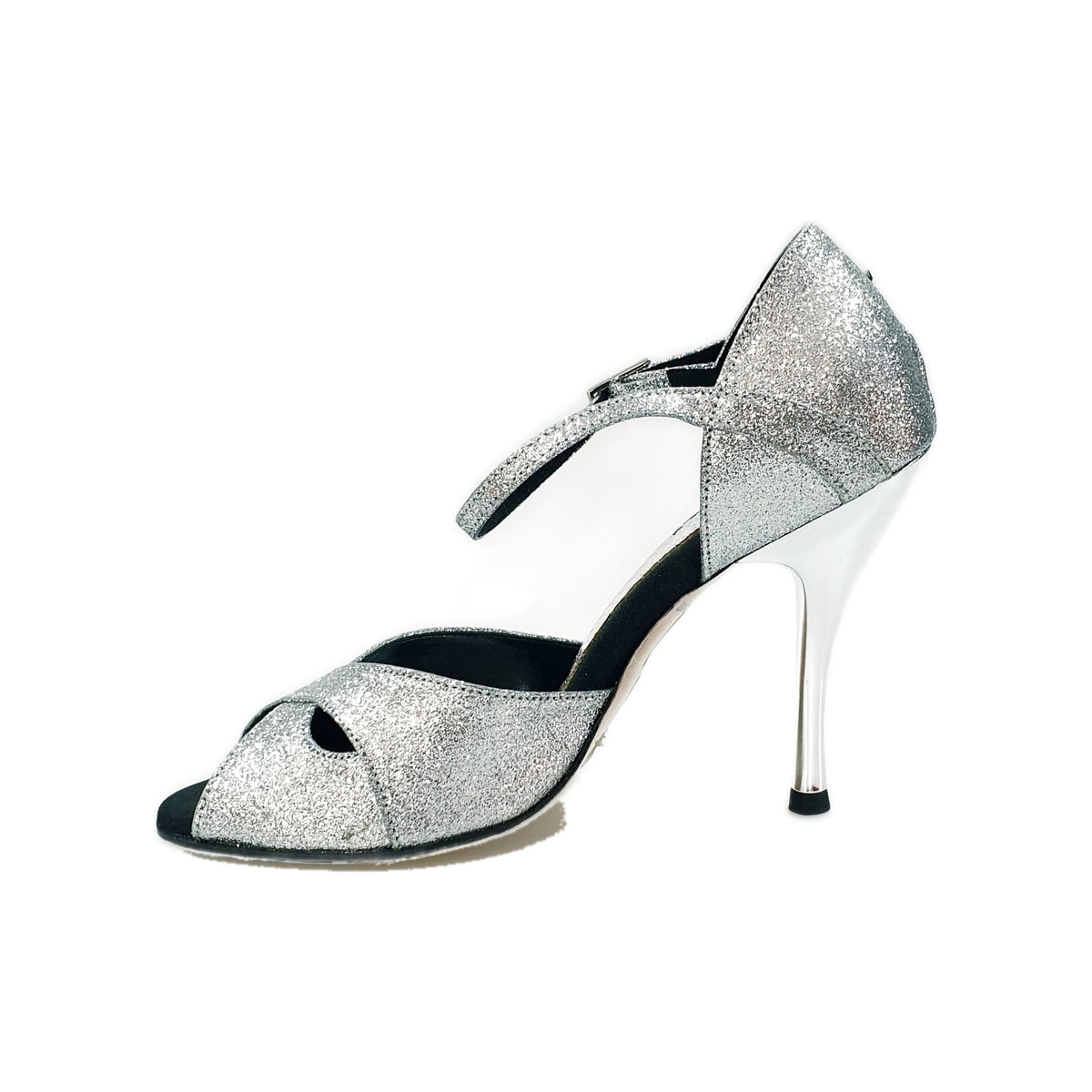 Scarpa da donna Ely (620) in glitter argento, elegante scarpa Outlet con design brillante e dettagli raffinati.