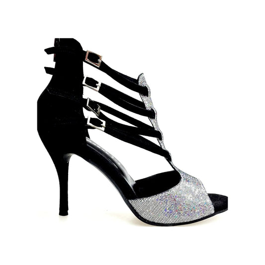 Scarpa da donna Malon 779F Wish Dance Shop in multicolore Boreale Silver con tacco in camoscio nero.