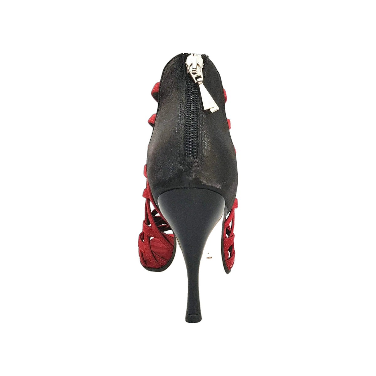 Scarpa da donna Intrigo 780 in camoscio rosso con dettaglio in lurex nero e tacco slim, marca Wish Dance Shop.