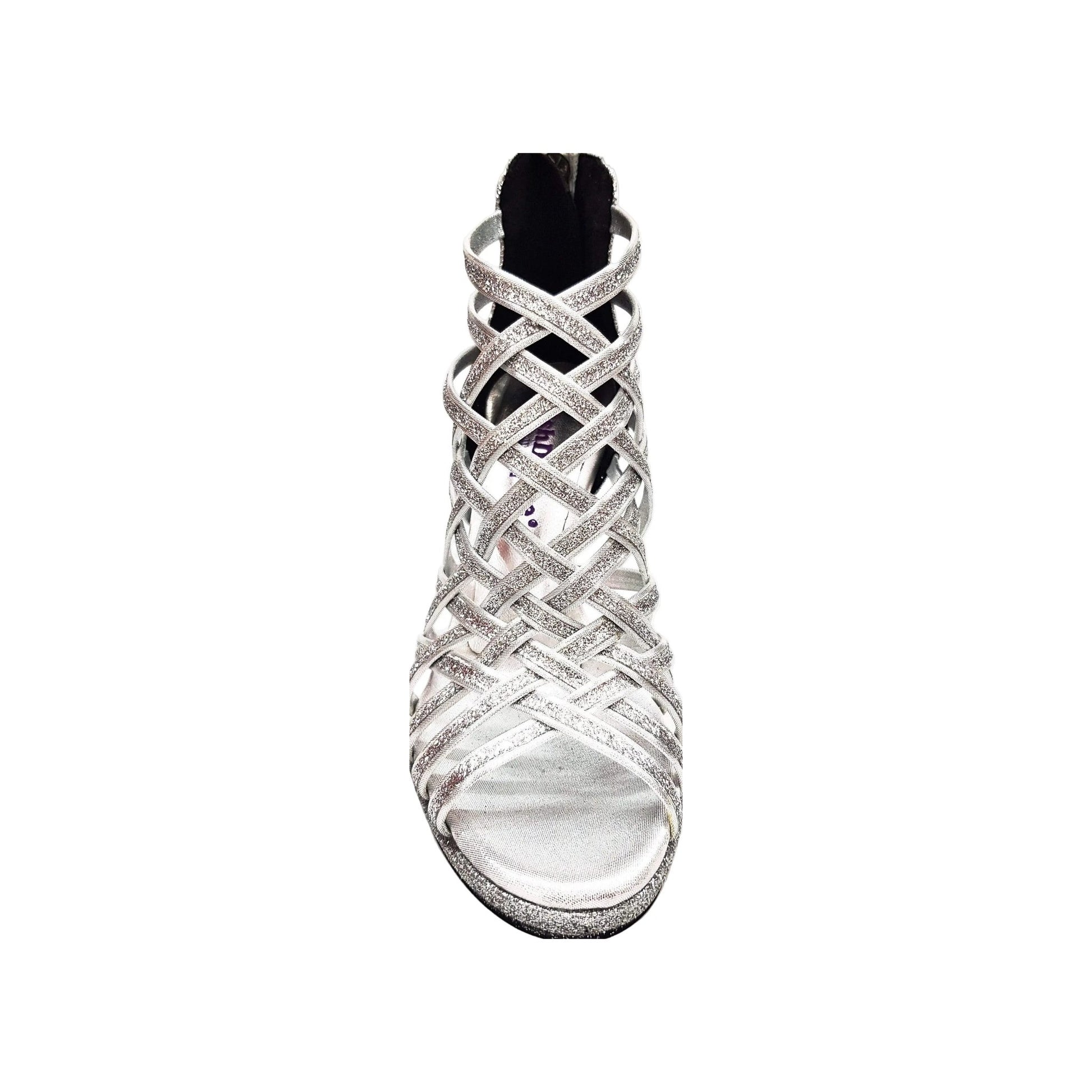 Scarpa da donna Wish Dance Shop INTRIGO 780 in glitter argento con tacco alto a spillo largo e plateau comodo.