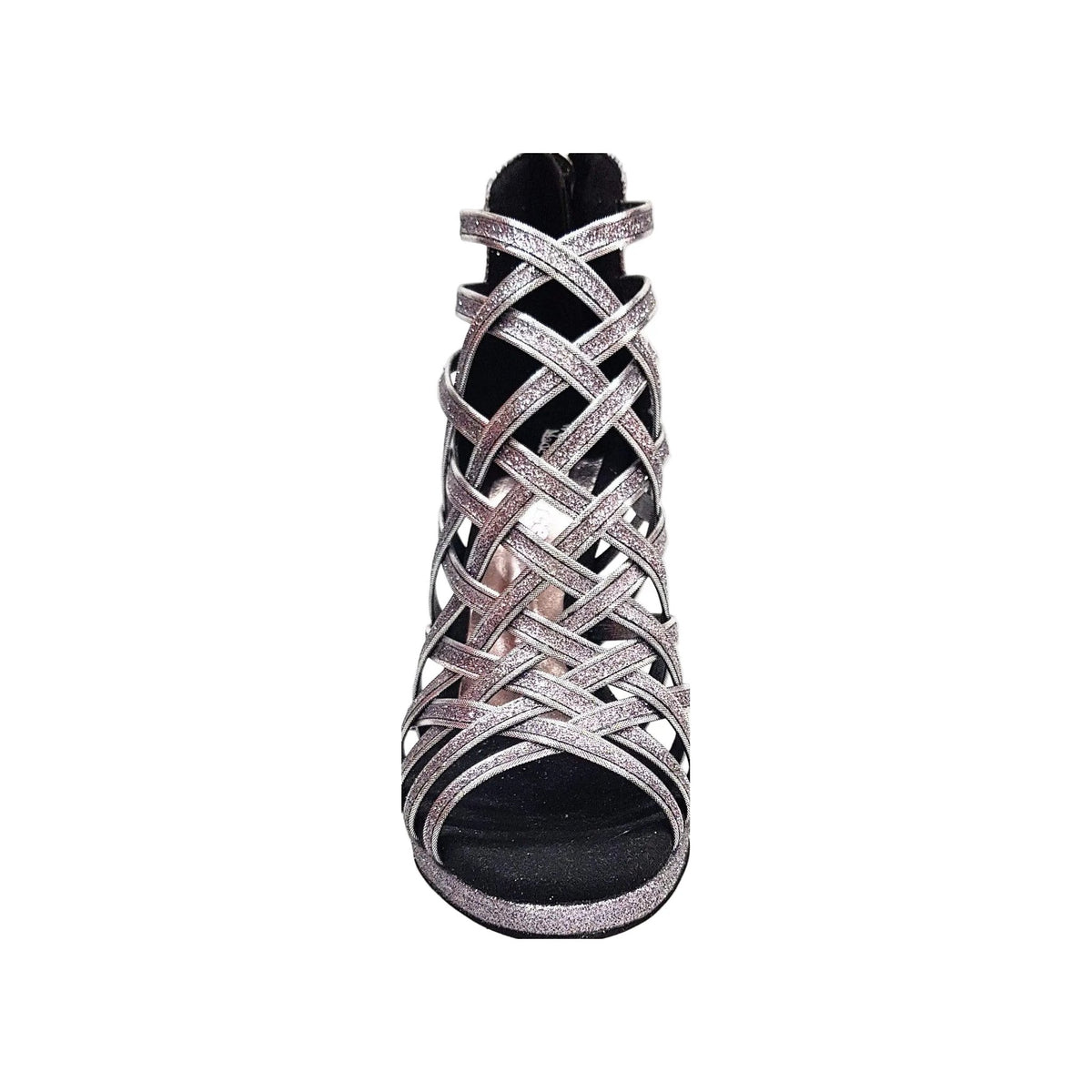 Scarpa da donna Intrigo 780 Wish Dance Shop in glitter carbon con tacco a spillo e plateau, vista frontale.