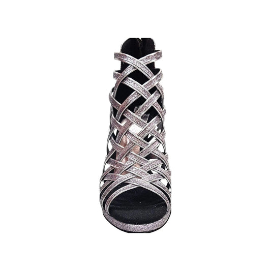 Scarpa da donna Intrigo 780 Wish Dance Shop in glitter carbon con tacco a spillo e plateau, vista frontale.
