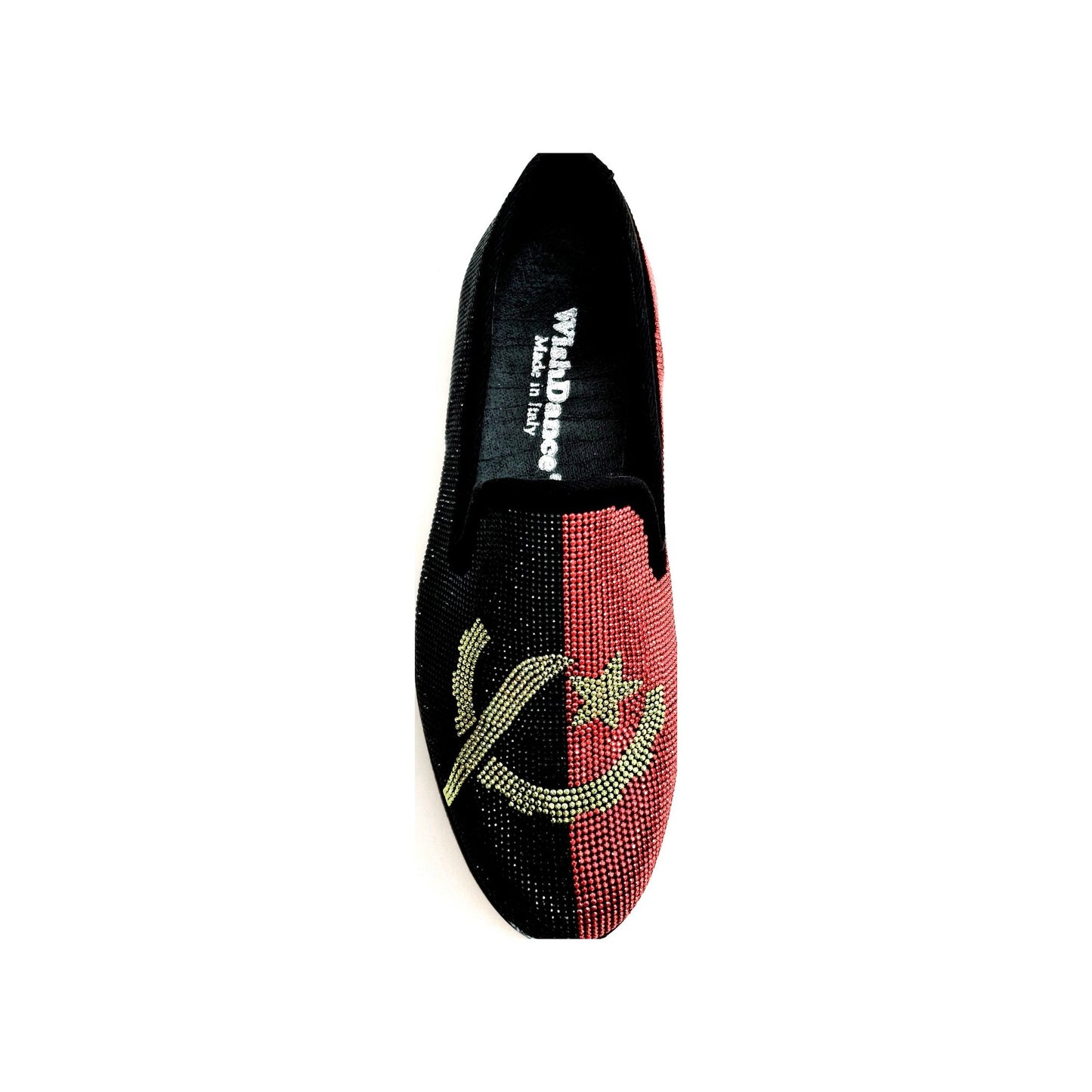 Scarpa da uomo MACETE Facão 800PJ in camoscio nero con dettagli bandiera angolana e miniborchie rosse e oro