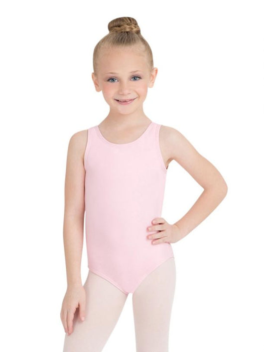 ODILE (RD) - Body Danza Classica da Bambina in Cotone Bielastico Modellante Canotta Bretella Larga
