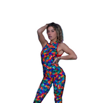 Load image into Gallery viewer, DENISE Fantasy Zip - Jumpsuit in Microfibra Traspirante Bielastica Modellante Contenitivo containment Fantasia Picasso multicolor
