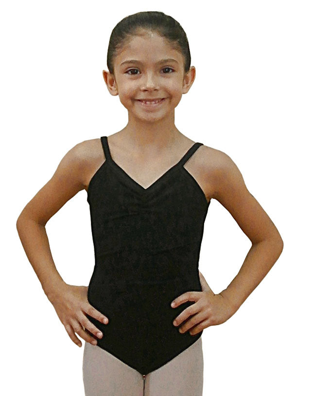 Body danza classica da bambina Desire RD/NA in cotone bielastico, traspirante con pettorina interna e bretellina sottile.