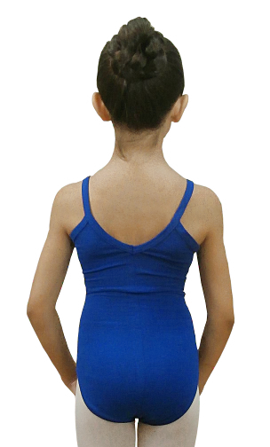 Corpo danza classica per bambina Desire RD/NA in cotone elastico, traspirante con bretellina sottile e pettorina interna antisudore.