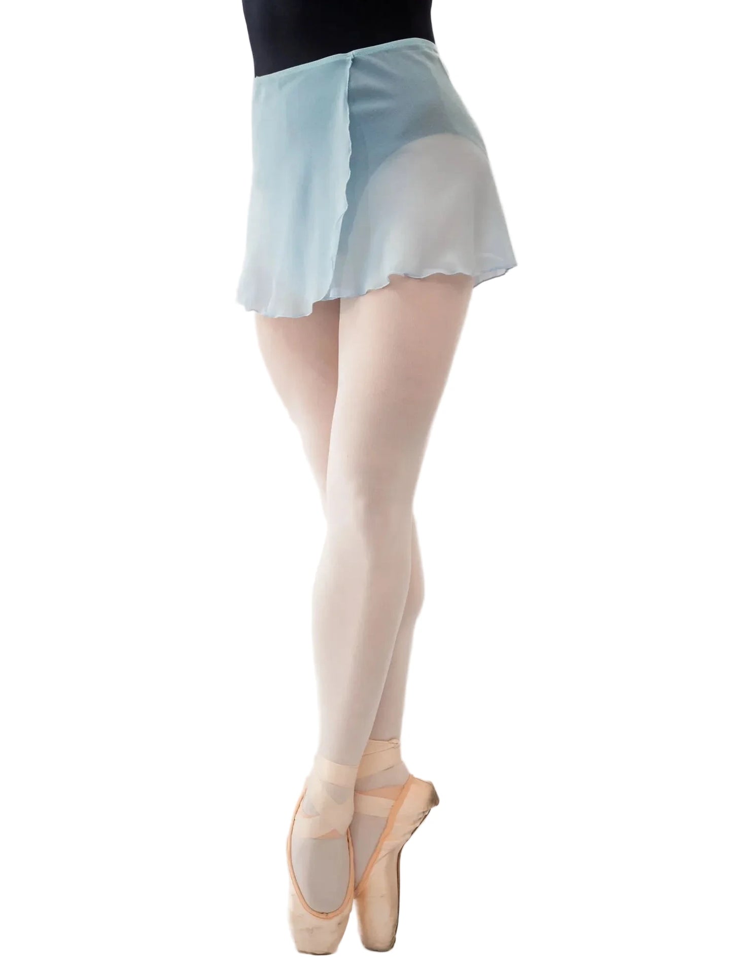 Gonnellino chiffon in seta celeste, modello MARISA RM/RD, lunghezza 35cm, per adulti, con tessuto attorcigliato, prodotto Wish Dance Shop