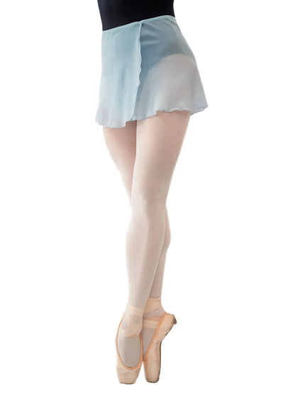 Gonnellino chiffon in seta celeste, modello MARISA RM/RD, lunghezza 35cm, per adulti, con tessuto attorcigliato, prodotto Wish Dance Shop