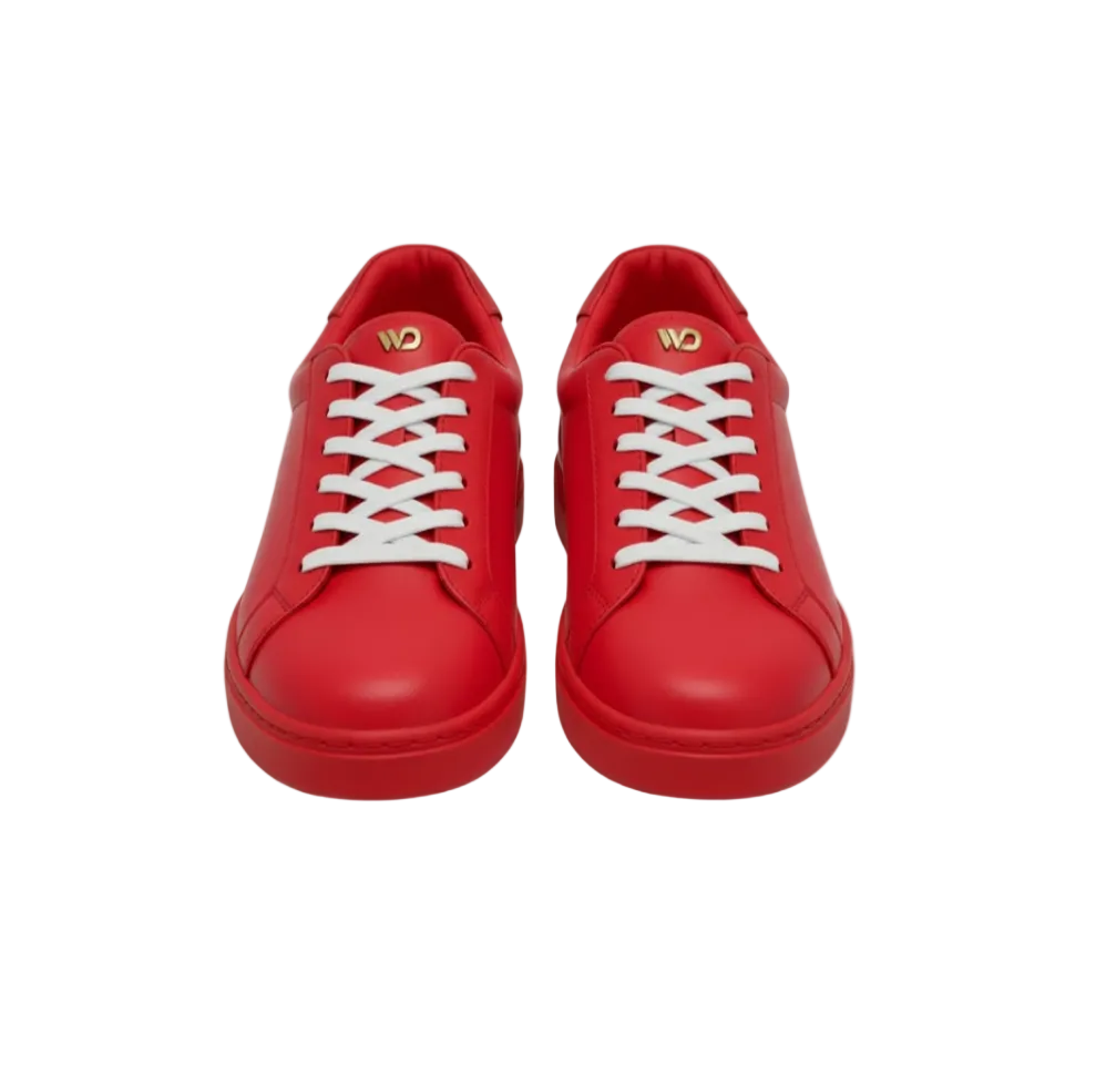 Sneaker ecopelle rossa ATACA Red Flame Vortex con suola rossa in gomma e resina, dettagli neri e design comfort leggero.