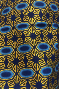 BLU LAGON (460PW) - Sandalo da Donna in Camoscio Blu Royal Elastici Oro con Tessuto Blu Royal inserti disegnati in Glitter Oro e tacco a Stiletto laminato Oro