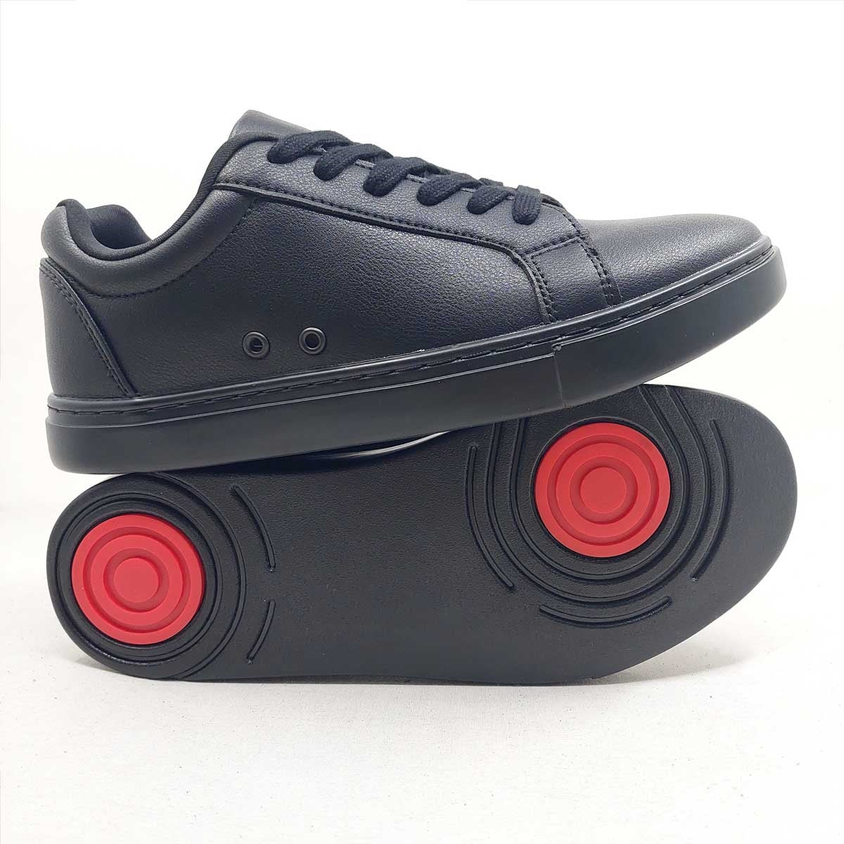 Sneaker Suprema Black Red Vortex Wish Dance Shop in ecopelle nera, con dettagli rossi, suola in gomma e design comodo e leggero.