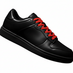 Load image into Gallery viewer, LOKI (L0702FCE) - Sneaker in Ecopelle Nera Vegan Suola Nera in Gommina e Resina Tecnica Cerchi Rossi
