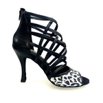 Load image into Gallery viewer, Megan (161P) - Woman&#39;s Sandal in Black Leather with Spotted Front Upper
