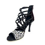 Load image into Gallery viewer, Megan (161P) - Woman&#39;s Sandal in Black Leather with Spotted Front Upper

