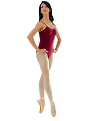 Carica immagine nella Galleria, MEDORA (RD/NA/B/S) - Body Danza Classica da donna in Cottonlycra Bielastica nera spalline singole Sottili con microfibra con Pettorina antisudore sul petto
