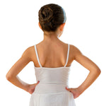 Carica immagine nella Galleria, AURORA (RD) - Body Danza Classica  Bretellina Sottile da Bambina in Cotone Bielastico con Elastamero foderato sul Petto in Microfibra Anrisudore con Applicazione cucita di Gonnellino in velo di Chiffon
