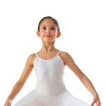 Carica immagine nella Galleria, AURORA (RD) - Body Danza Classica  Bretellina Sottile da Bambina in Cotone Bielastico con Elastamero foderato sul Petto in Microfibra Anrisudore con Applicazione cucita di Gonnellino in velo di Chiffon
