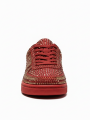 Carica immagine nella Galleria, RUBIN De Lux (L0701FCE) - Sneaker in Camoscio Vegan e Swarovski Boreali Suola Rossa in Gommina e Resina Tecnica Cerchi Rossi