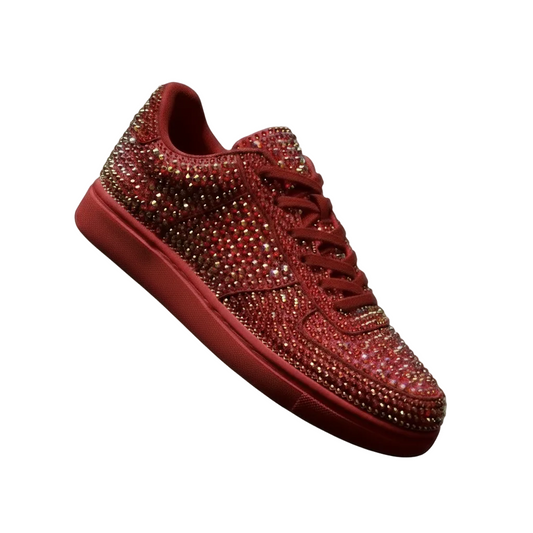 Sneaker Rubin De Lux Wish Dance Shop in camoscio vegan con Swarovski Boreali, suola rossa in gomma e resina tecnica, dettaglio colorato