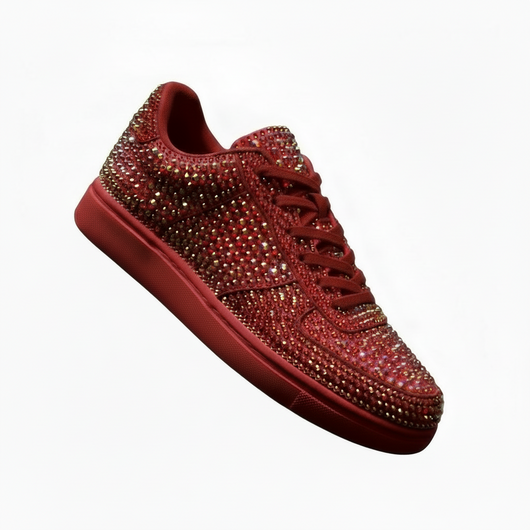 RUBIN (FCE) - Sneaker in Camoscio Vegan e Swarovski Boreali Suola Rossa in Gommina e Resina Tecnica