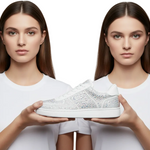 Carica immagine nella Galleria, Sneaker Rubin De Lux Wish Dance Shop in camoscio vegan con Swarovski Boreali, suola rossa in gomma e resina tecnica, dettagli colorati

