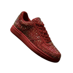 Carica immagine nella Galleria, Sneaker Rubin De Lux Wish Dance Shop in camoscio vegan con Swarovski, suola rossa in gomma e resina, dettagli cerchi rossi
