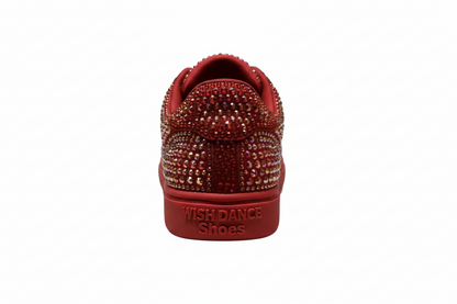 Sneaker Rubin De Lux Wish Dance Shop in camoscio vegan con Swarovski Boreali, suola rossa in gomma e resina, dettagli cerchi rossi