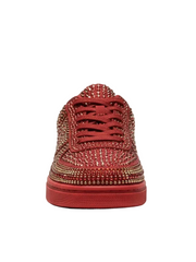 Carica immagine nella Galleria, RUBIN De Lux (L0701FCE) - Sneaker in Camoscio Vegan e Swarovski Boreali Suola Rossa in Gommina e Resina Tecnica Cerchi Rossi