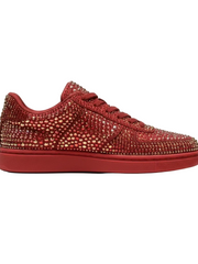 Carica immagine nella Galleria, RUBIN De Lux (L0701FCE) - Sneaker in Camoscio Vegan e Swarovski Boreali Suola Rossa in Gommina e Resina Tecnica Cerchi Rossi