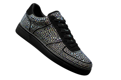 Sneaker Rubin De Lux Wish Dance Shop in camoscio vegan con Swarovski Boreali, suola rossa in gomma e resina tecnica, dettagli rossi