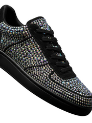 Carica immagine nella Galleria, RUBIN De Lux (L0701FCE) - Sneaker in Camoscio Vegan e Swarovski Boreali Suola Rossa in Gommina e Resina Tecnica Cerchi Rossi
