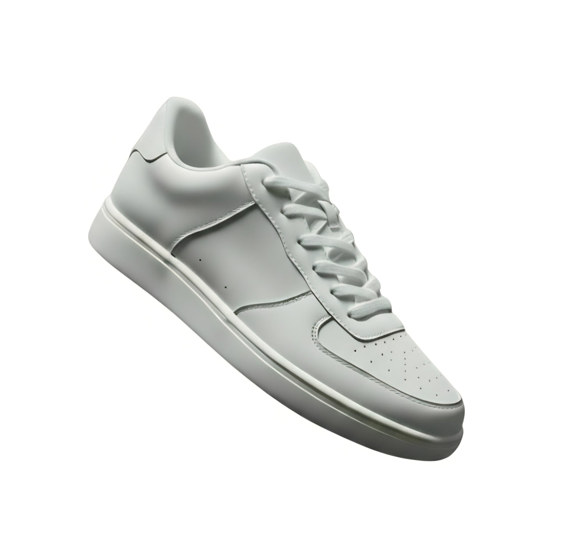 Sneaker in ecopelle bianca Wish Dance Shop con suola in gomma e resina, dettagli neri e design elegante.