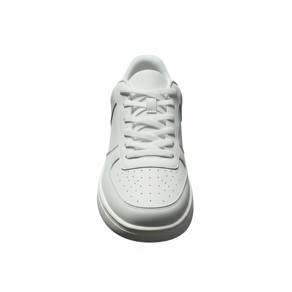 Sneaker ecopelle bianca Wish Dance Shop, suola bianca in gomma e resina, dettagli neri e design pivot, modello THOR L0701FCE.