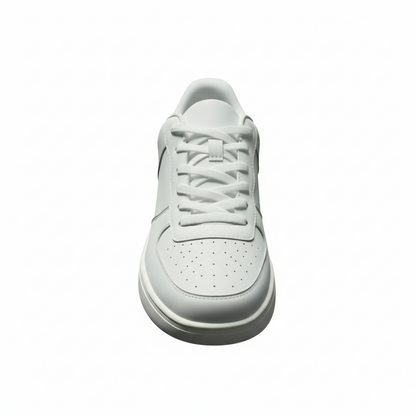 Sneaker ecopelle bianca Wish Dance Shop, suola bianca in gomma e resina, dettagli neri e design pivot, modello THOR L0701FCE.
