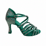 Load image into Gallery viewer, NORA Dreams Gold (L2576S) - Scarpa da Ballo da Donna in Raso Oro Flash cinturino incrociato alla Caviglia con Strass Boreali Tacco a Rocchetto
