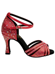 Load image into Gallery viewer, Luly Dreams Red ( L3/L640 ) - Scarpa da Ballo da Donna in Raso Rosso cinturino incrociato alla Caviglia con Strass Boreali Tacco a Rocchetto