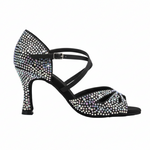 Carica immagine nella Galleria, BORBOLETA Dreams Deluxe (L2/L642CE) - Scarpa da Ballo in Raso Nero con Strass Boreali e Tacco a Rocchetto
