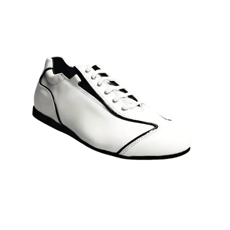 Sneaker bianca in pelle HABANA (Ivan) con profili neri e suola in Microlight, scarpa di alta qualità e comfort.