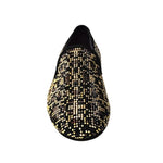 Carica immagine nella Galleria, CURTIS Leopard (800PW) - Mocassino da Uomo in Camoscio nero con Swarovski neri borchiette marrone e Oro Maculata Livrea Leopardo
