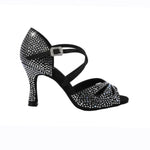 Carica immagine nella Galleria, BORBOLETA Dreams Deluxe (L2/L642CE) - Scarpa da Ballo in Raso Nero con Strass Boreali e Tacco a Rocchetto
