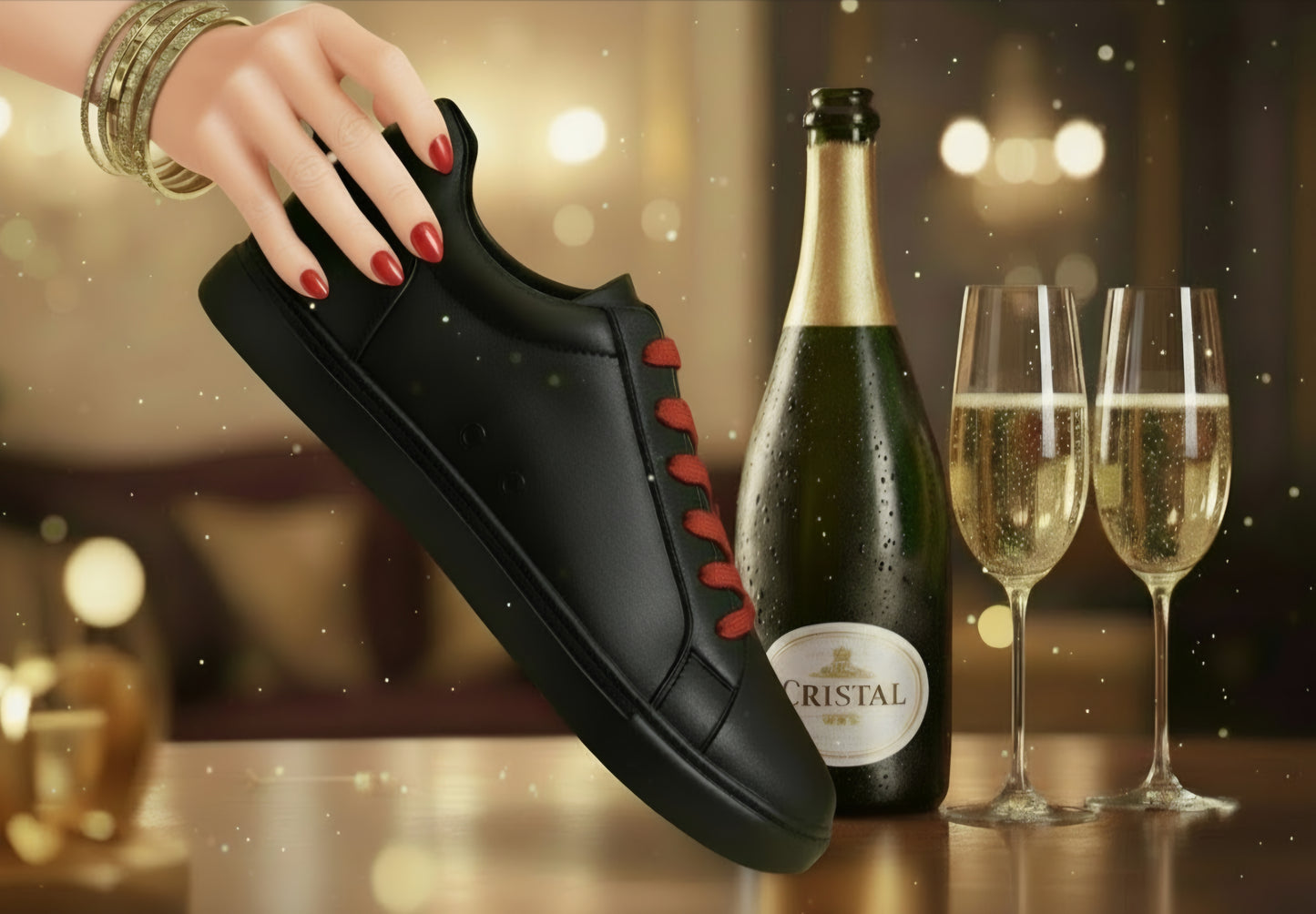 Sneaker ecopelle nera ATACA Black Vortex Wish Dance Shop con suola in gomma e resina, dettagli rossi e design confortevole.