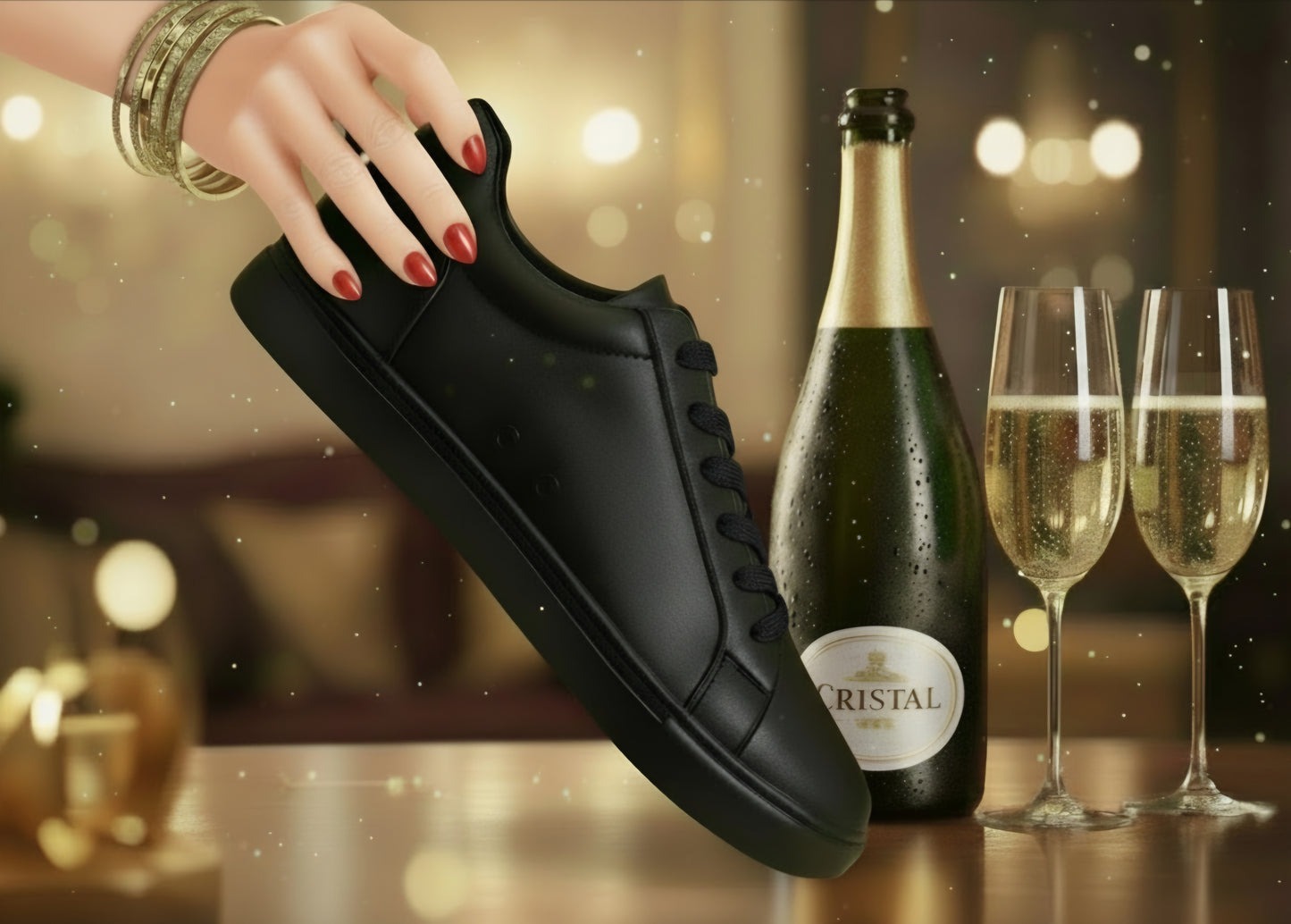 Sneaker ecopelle nera ATACA Black Vortex Wish Dance Shop con suola nera, dettagli rossi, design confortevole e flessibile.