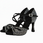 Carica immagine nella Galleria, BORBOLETA Dreams Deluxe (L2/L642CE) - Scarpa da Ballo in Raso Nero con Strass Boreali e Tacco a Rocchetto
