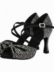 Carica immagine nella Galleria, BORBOLETA Dreams Deluxe (L2/L642CE) - Scarpa da Ballo in Raso Nero con Strass Boreali e Tacco a Rocchetto