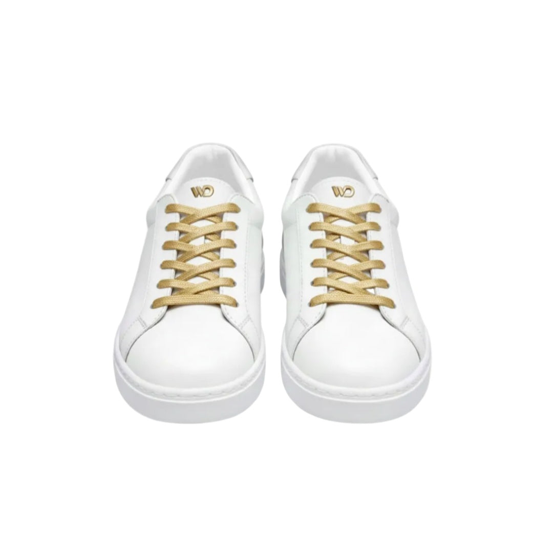 Sneaker ecopelle bianca ATACA Gabriel Vortex con suola in gomma e resina, dettagli oro e design leggero e flessibile.