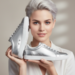 Carica immagine nella Galleria, Sneaker ecopelle totale silver ATACA Theia Vortex con suola bianca in gomma e resina, design elegante e comfort vegano.
