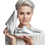 Carica immagine nella Galleria, Sneaker ecopelle totale silver Wish Dance Shop ATACA Theia Vortex con suola bianca in gomma e resina, comfort e design pivot.
