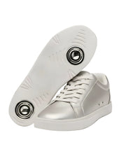 Carica immagine nella Galleria, Sneaker ecopelle total silver ATACA Theia Vortex Wish Dance Shop con suola bianca, design vegan e dettagli argento pivot.