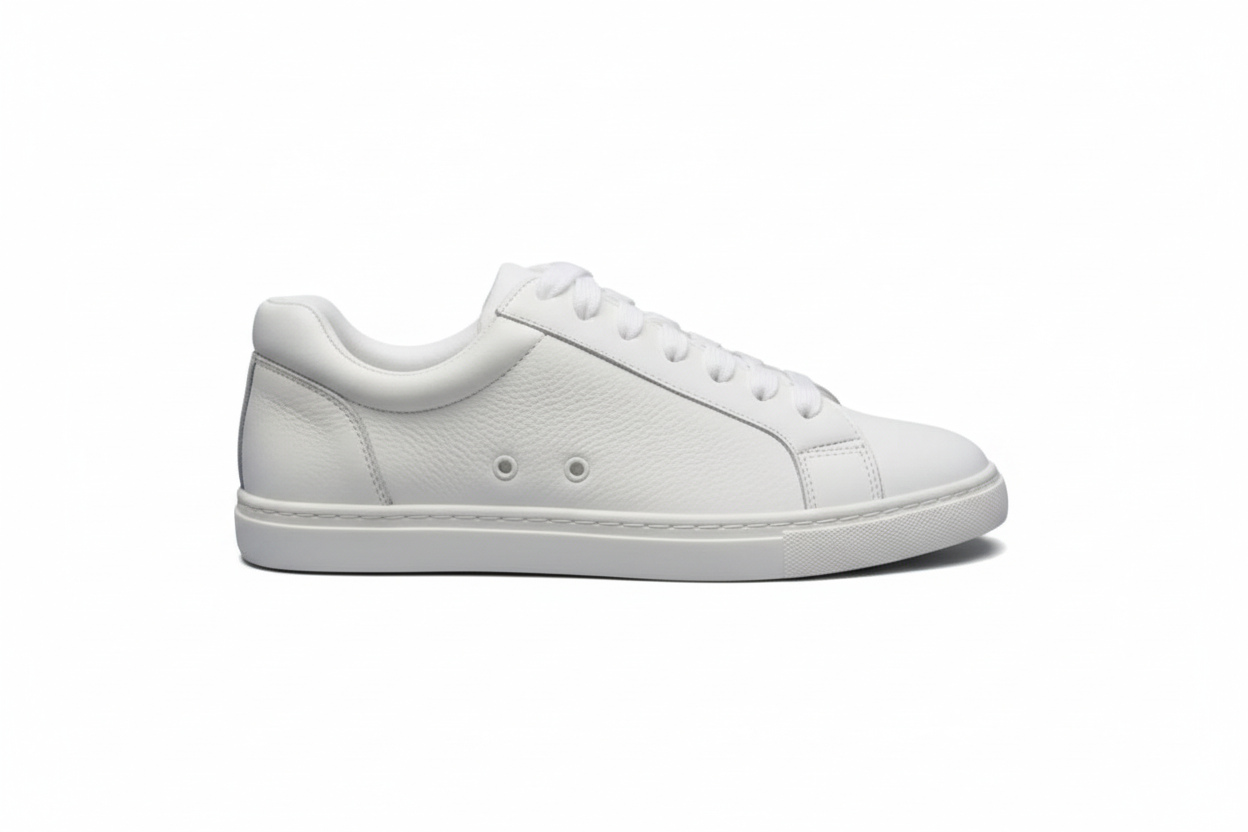 Sneaker ecopelle bianca ATACA White Vortex con suola bianca, dettagli neri e tecnologia Flex, comfort e stile vegano.